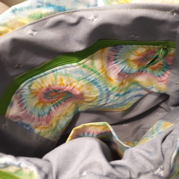 New Double Handle Backpack Carry All Blue Pink Rainbow Tie Water resistant liner - Picture 8 of 8